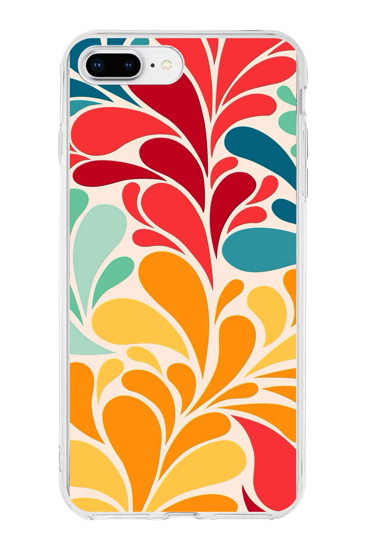 Apple iPhone 8 Plus ile Uyumlu 1mm Slim Fit Retro Renkler 5 Baskılı Şeffaf Kılıf
