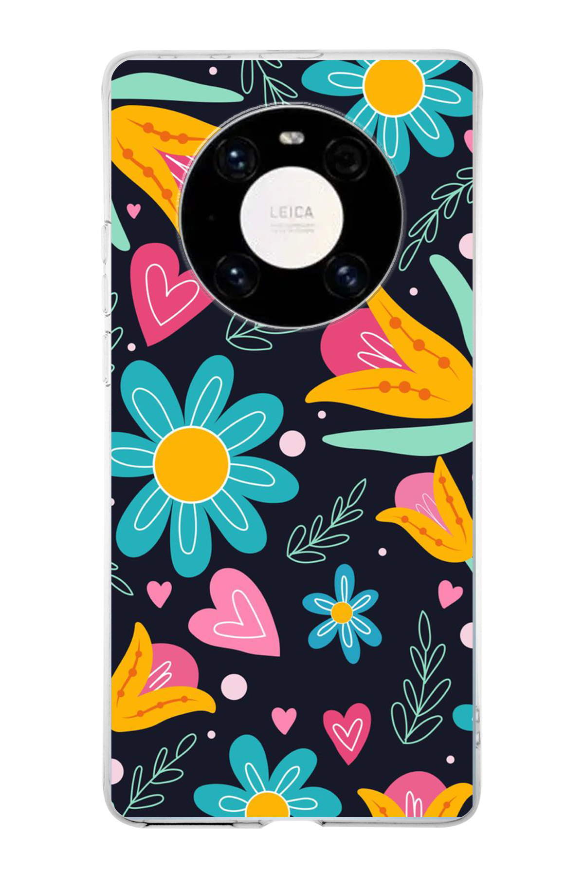 Huawei Mate 40 Pro ile Uyumlu 1mm Slim Fit Retro Renkler 1 Baskılı Şeffaf Kılıf