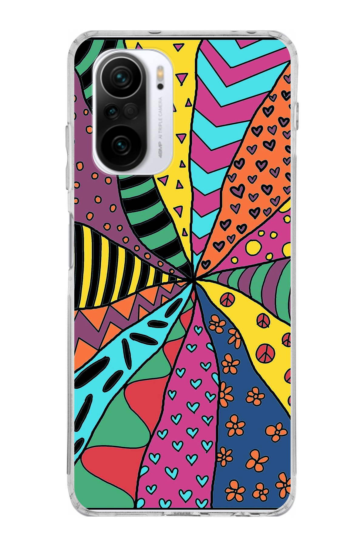 Xiaomi Redmi K40 ile Uyumlu 1mm Slim Fit Retro Renkler 4 Baskılı Şeffaf Kılıf