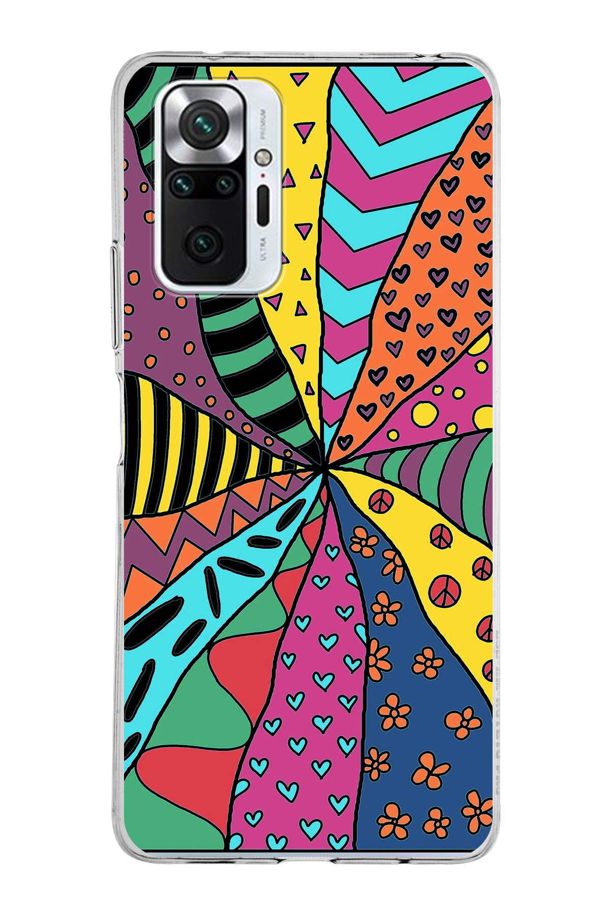 Xiaomi Redmi Note 10 Pro ile Uyumlu 1mm Slim Fit Retro Renkler 4 Baskılı Şeffaf Kılıf