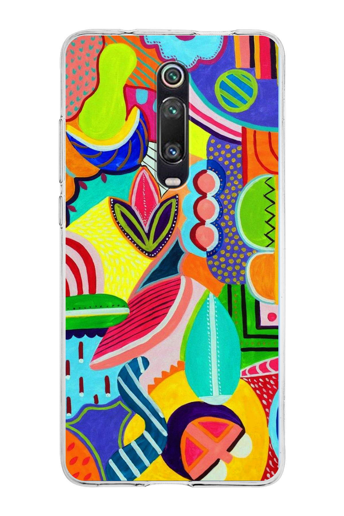 Xiaomi Redmi K20 ile Uyumlu 1mm Slim Fit Retro Renkler 6 Baskılı Şeffaf Kılıf