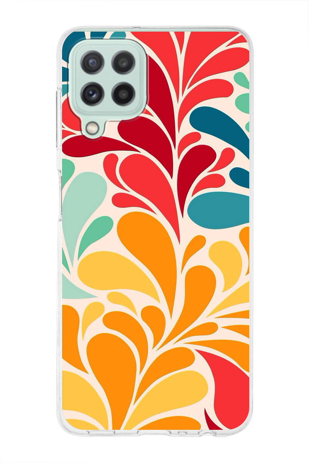 Samsung Galaxy M32 ile Uyumlu 1mm Slim Fit Retro Renkler 5 Baskılı Şeffaf Kılıf