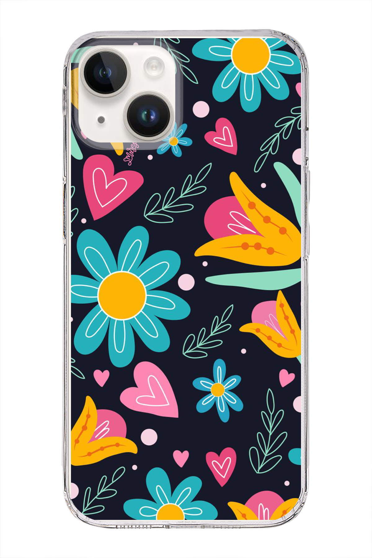 Apple iPhone 14 Plus ile Uyumlu 1mm Slim Fit Retro Renkler 1 Baskılı Şeffaf Kılıf