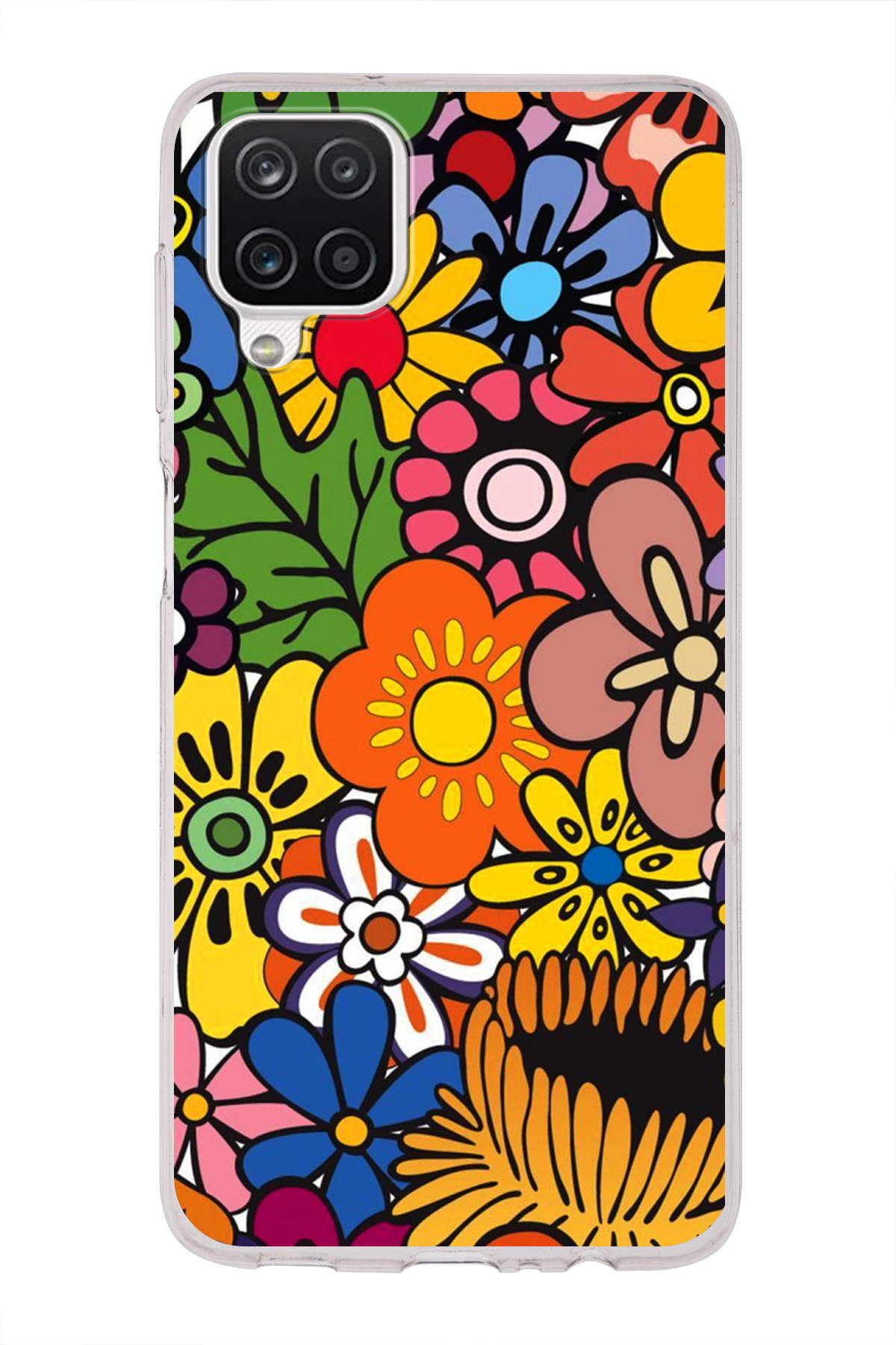 Samsung Galaxy A12 ile Uyumlu 1mm Slim Fit Retro Renkler 2 Baskılı Şeffaf Kılıf