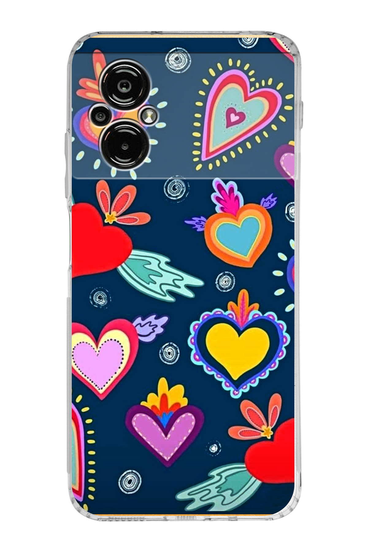 Xiaomi Poco M5 ile Uyumlu 1mm Slim Fit Retro Renkler 3 Baskılı Şeffaf Kılıf