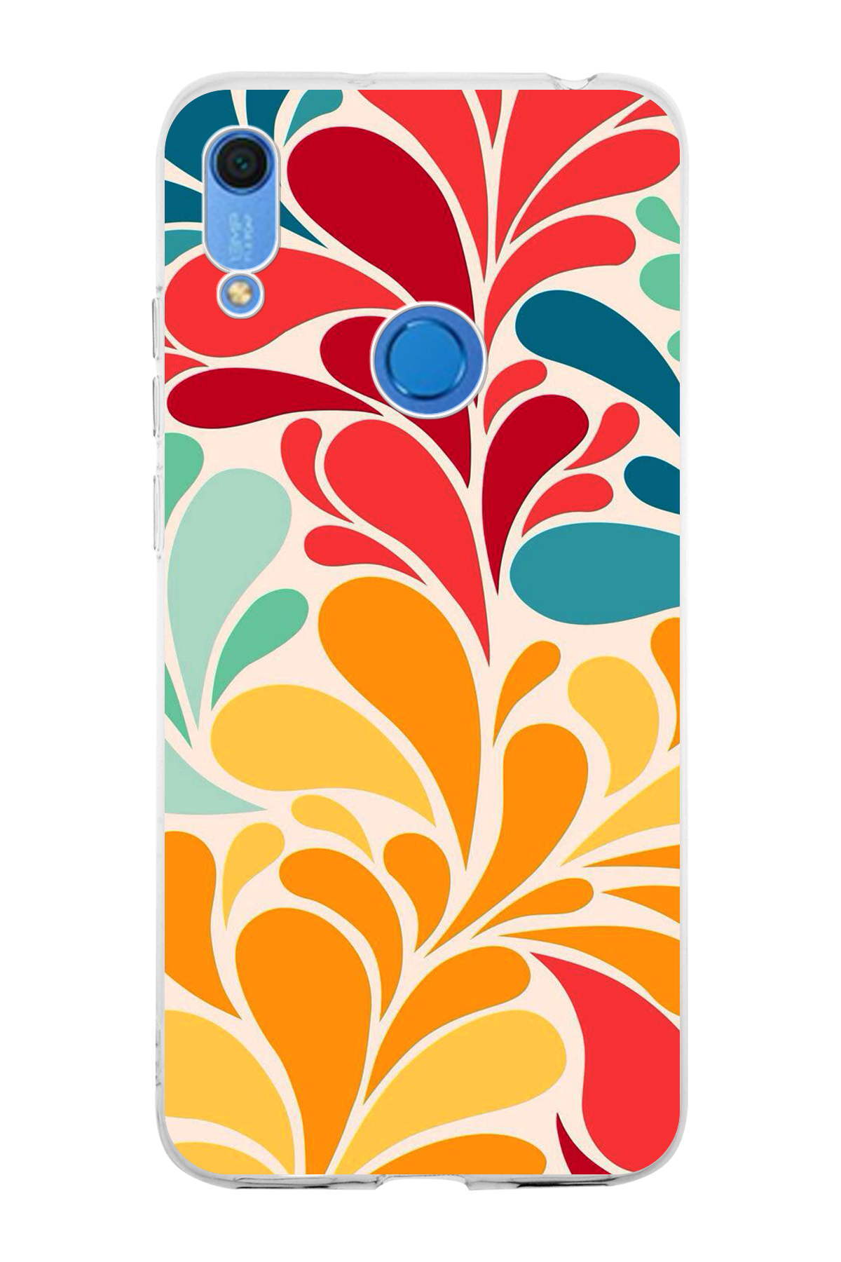 Huawei Y6 2019 ile Uyumlu 1mm Slim Fit Retro Renkler 5 Baskılı Şeffaf Kılıf