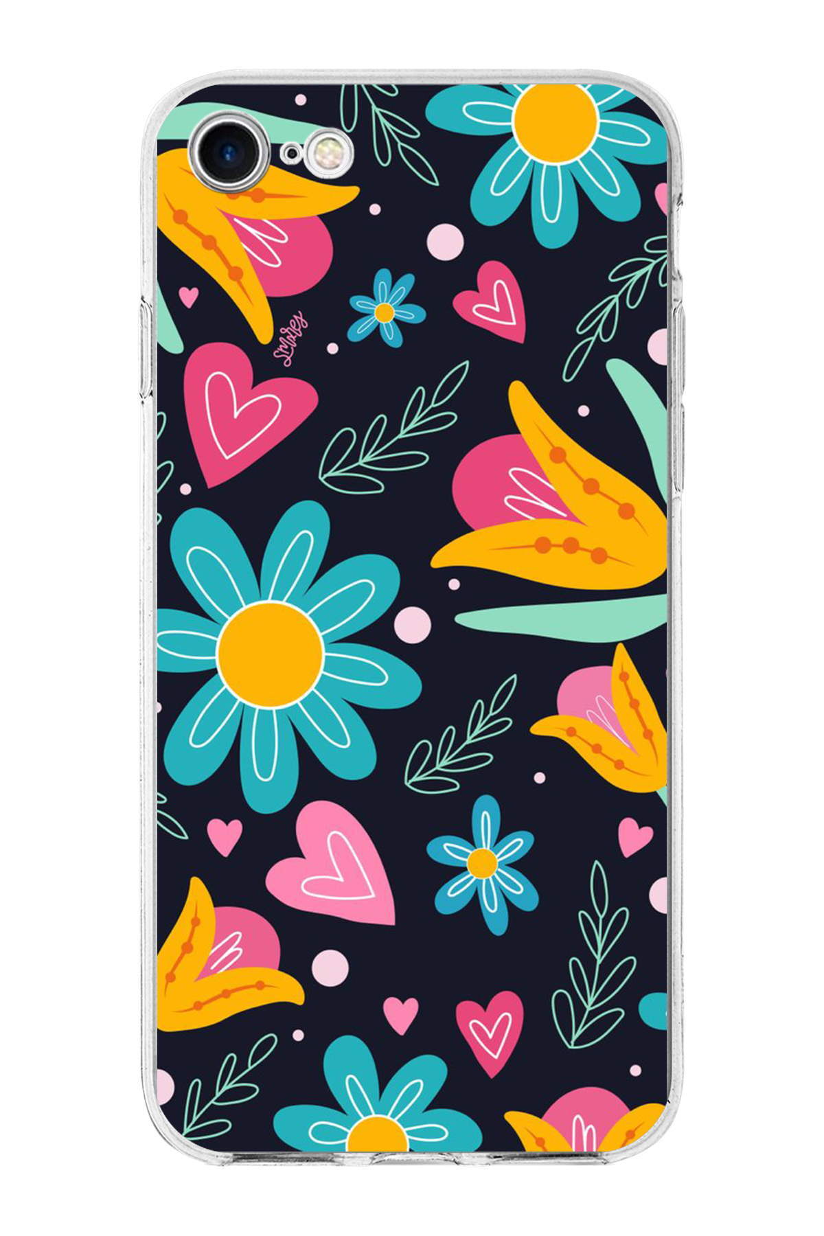 Apple iPhone SE ile Uyumlu 1mm Slim Fit Retro Renkler 1 Baskılı Şeffaf Kılıf