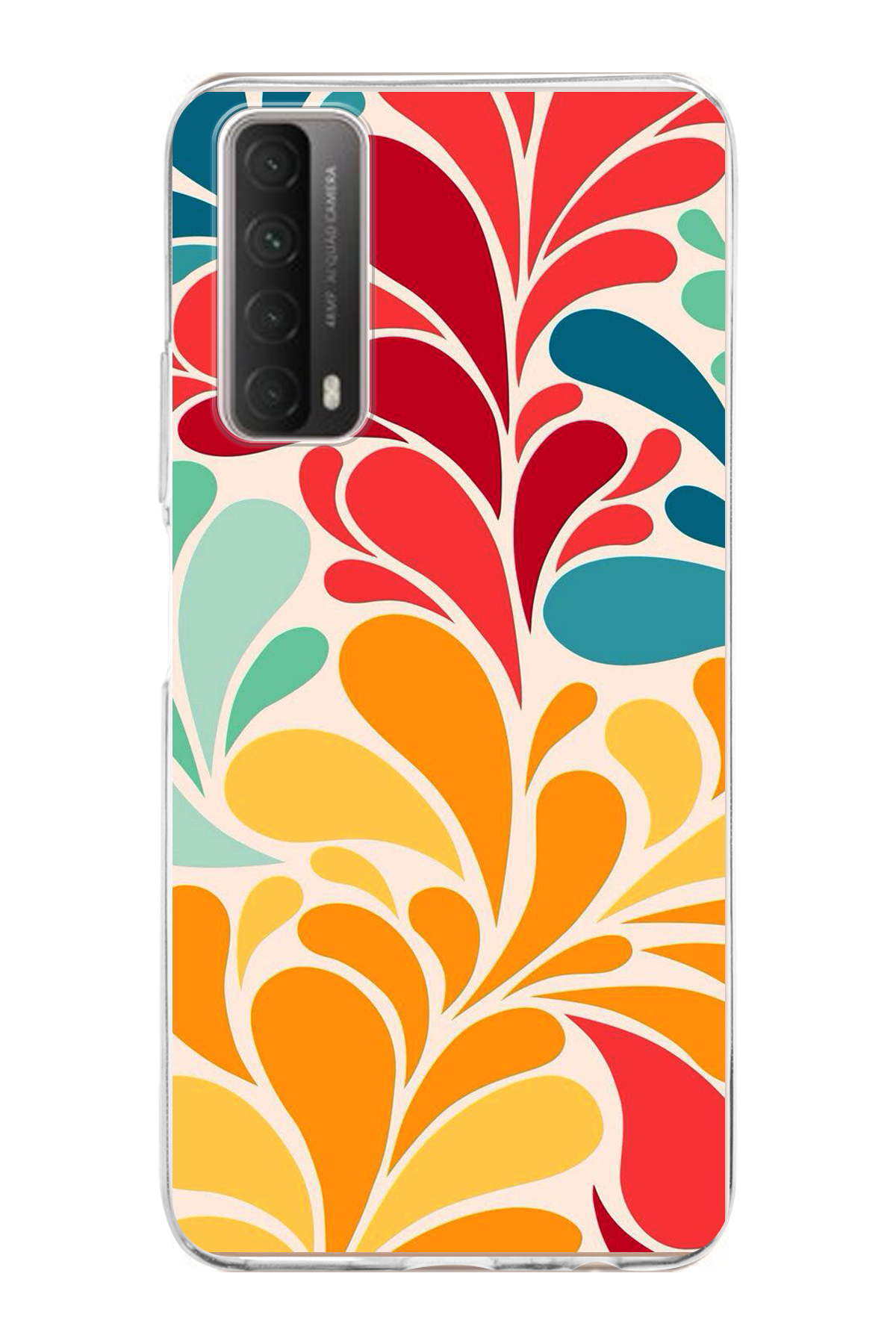 Huawei P Smart 2021 ile Uyumlu 1mm Slim Fit Retro Renkler 5 Baskılı Şeffaf Kılıf