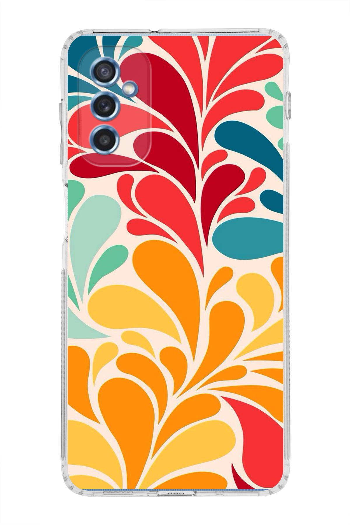 Samsung Galaxy M52 ile Uyumlu 1mm Slim Fit Retro Renkler 5 Baskılı Şeffaf Kılıf