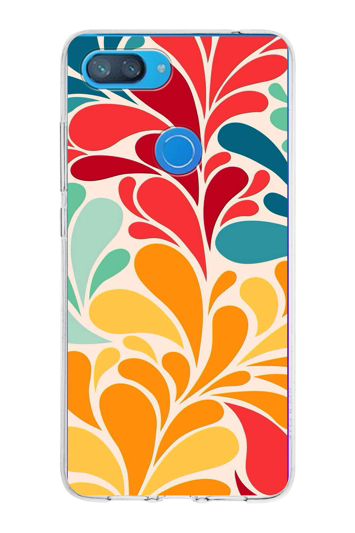 Xiaomi Mi 8 Lite ile Uyumlu 1mm Slim Fit Retro Renkler 5 Baskılı Şeffaf Kılıf