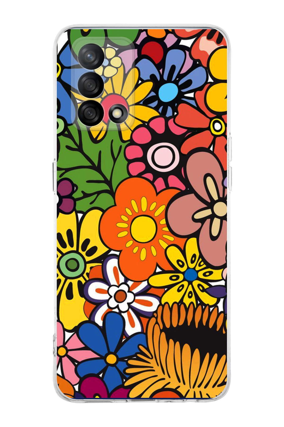 Oppo A74 ile Uyumlu 1mm Slim Fit Retro Renkler 2 Baskılı Şeffaf Kılıf