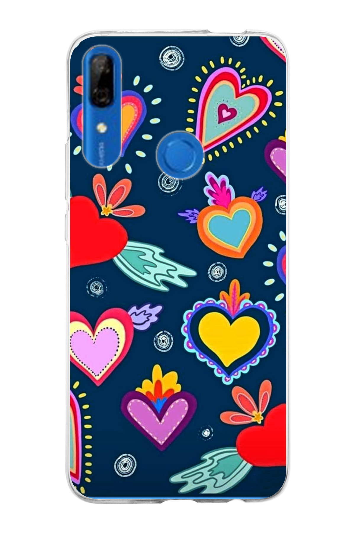 Huawei P Smart Z ile Uyumlu 1mm Slim Fit Retro Renkler 3 Baskılı Şeffaf Kılıf