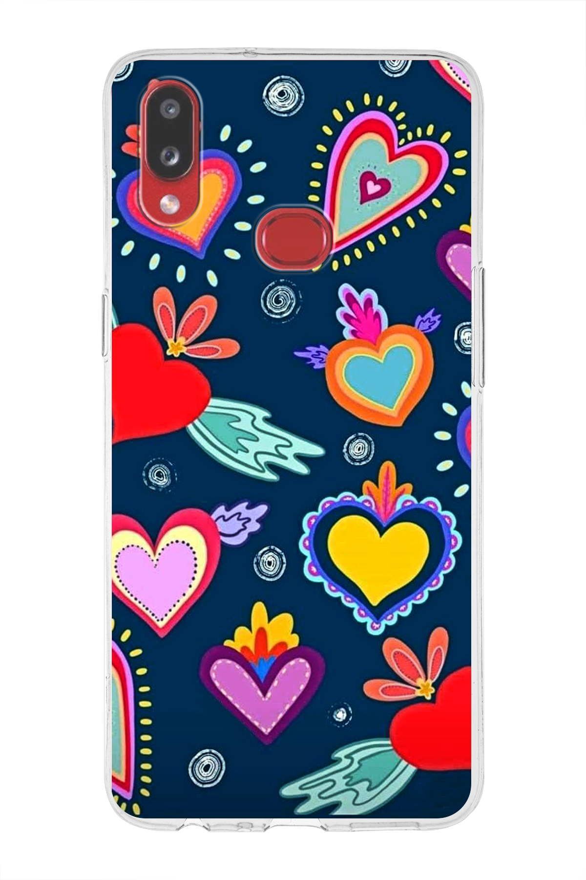 Samsung Galaxy A10s ile Uyumlu 1mm Slim Fit Retro Renkler 3 Baskılı Şeffaf Kılıf