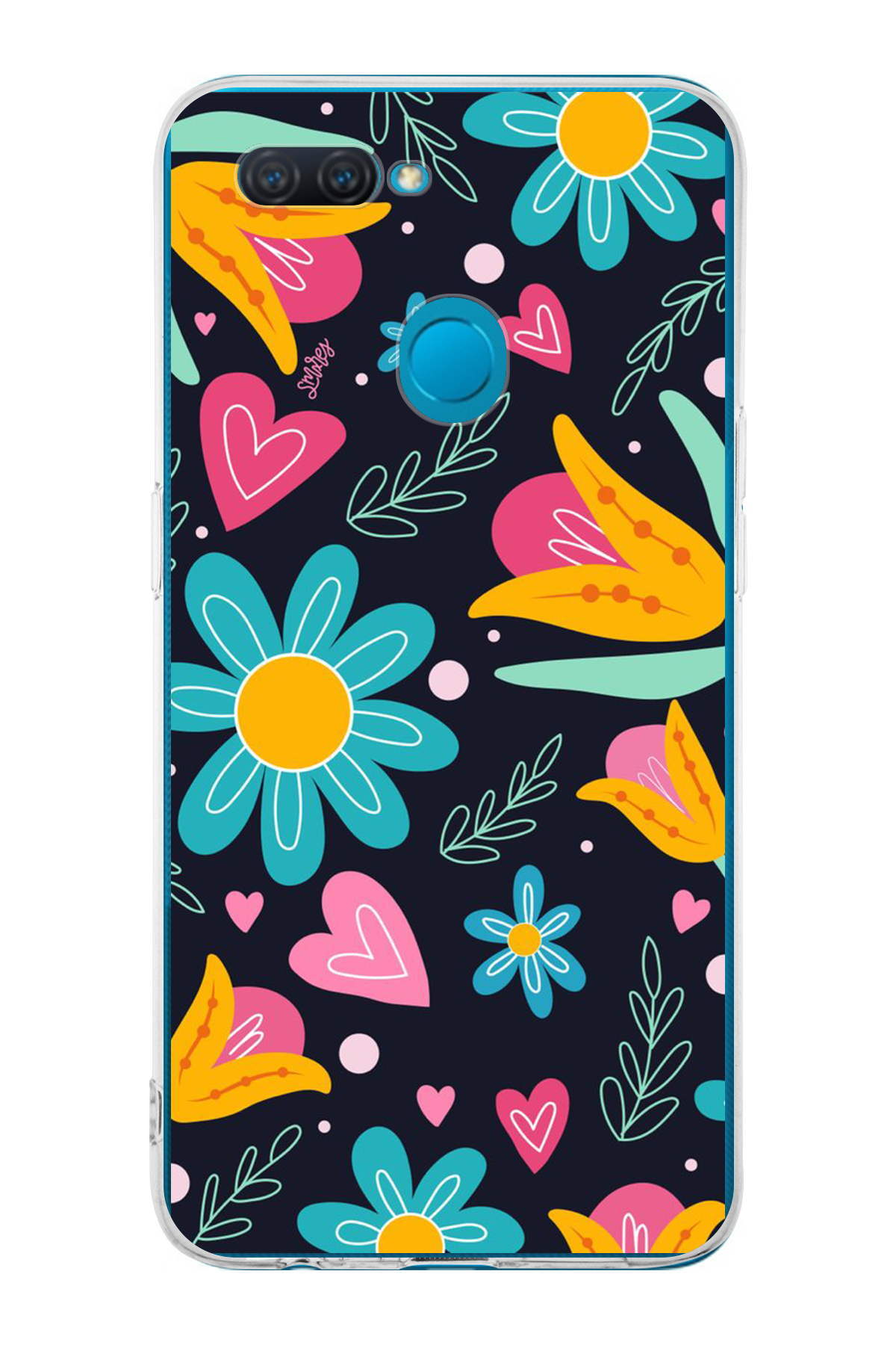 Oppo AX7 ile Uyumlu 1mm Slim Fit Retro Renkler 1 Baskılı Şeffaf Kılıf