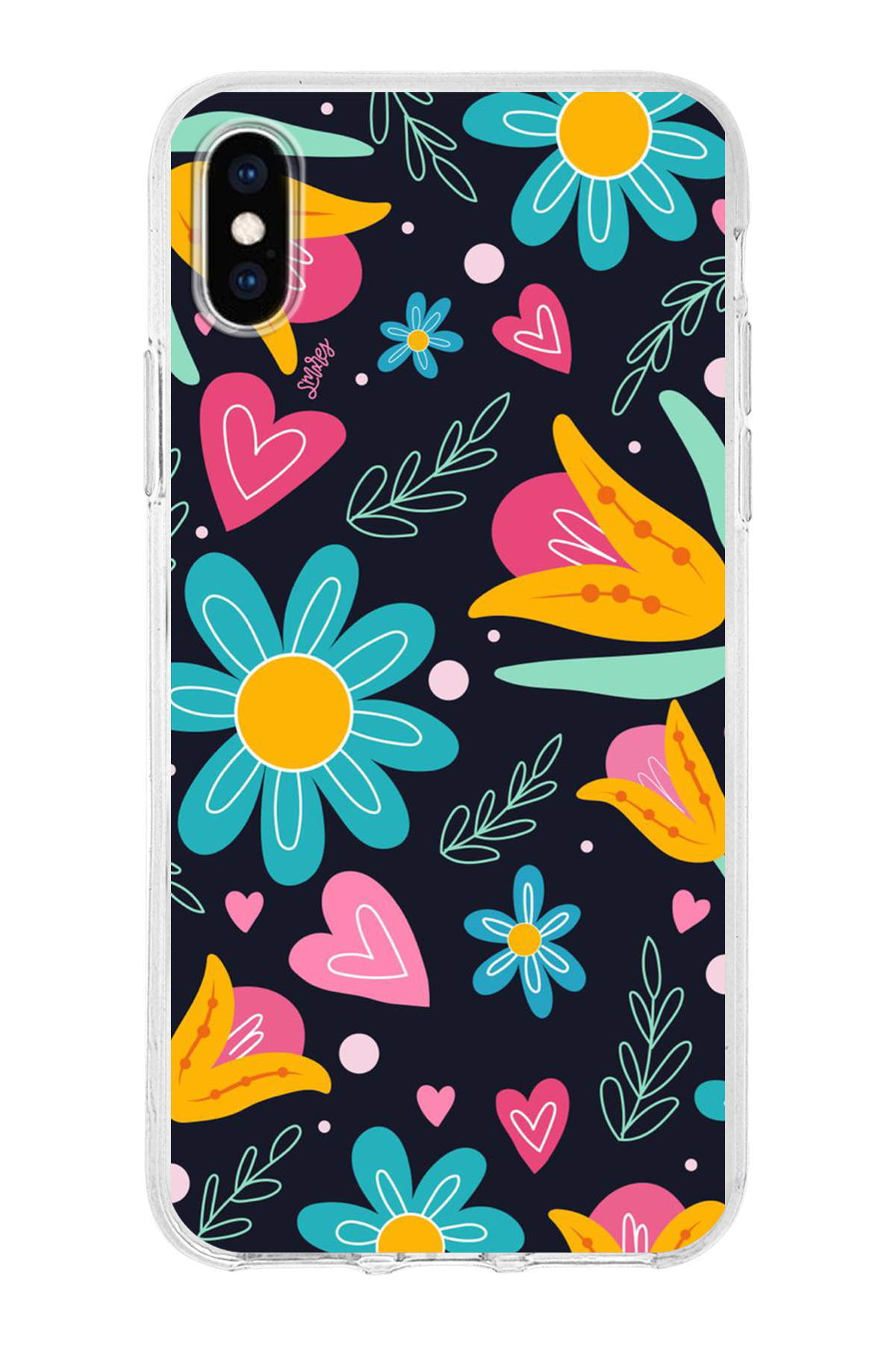 Apple iPhone XS Max ile Uyumlu 1mm Slim Fit Retro Renkler 1 Baskılı Şeffaf Kılıf