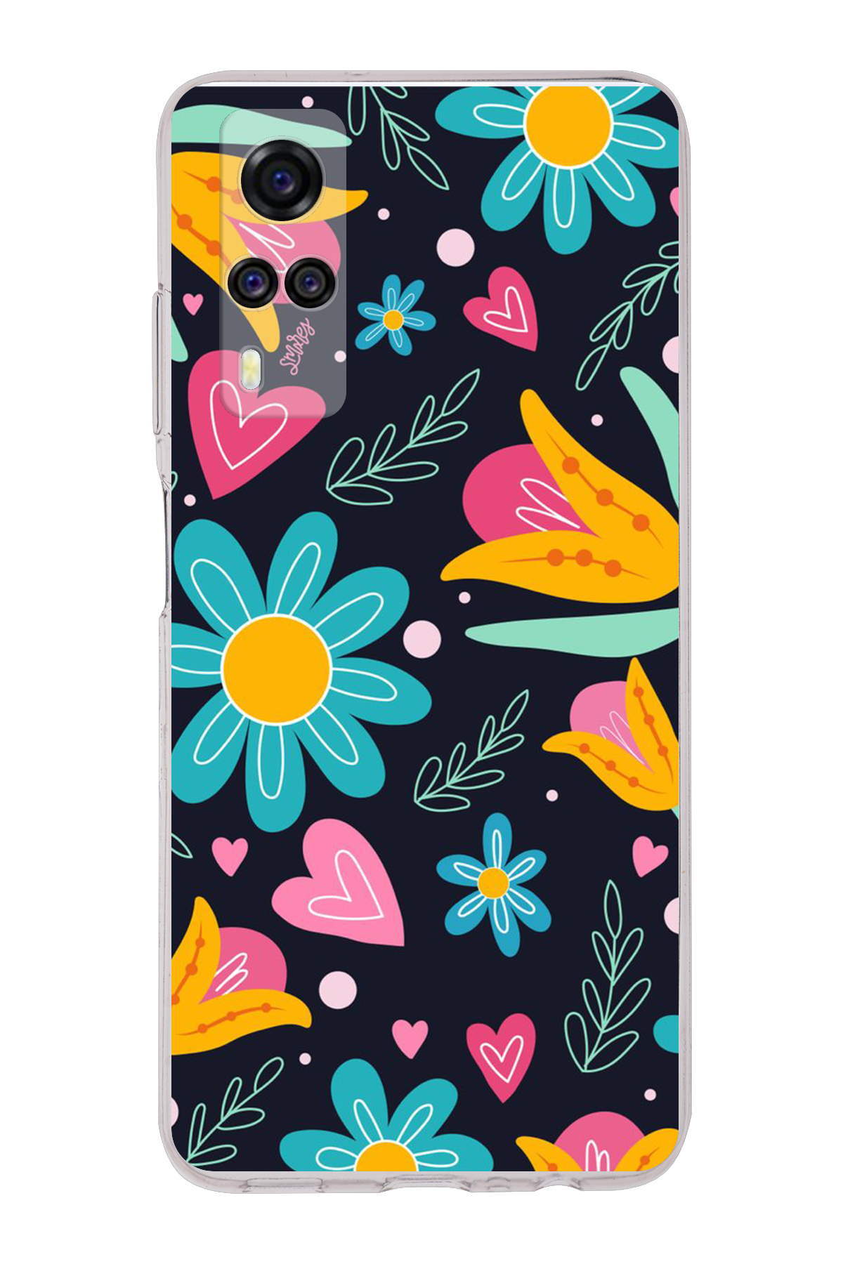 Vivo Y51 2020 ile Uyumlu 1mm Slim Fit Retro Renkler 1 Baskılı Şeffaf Kılıf