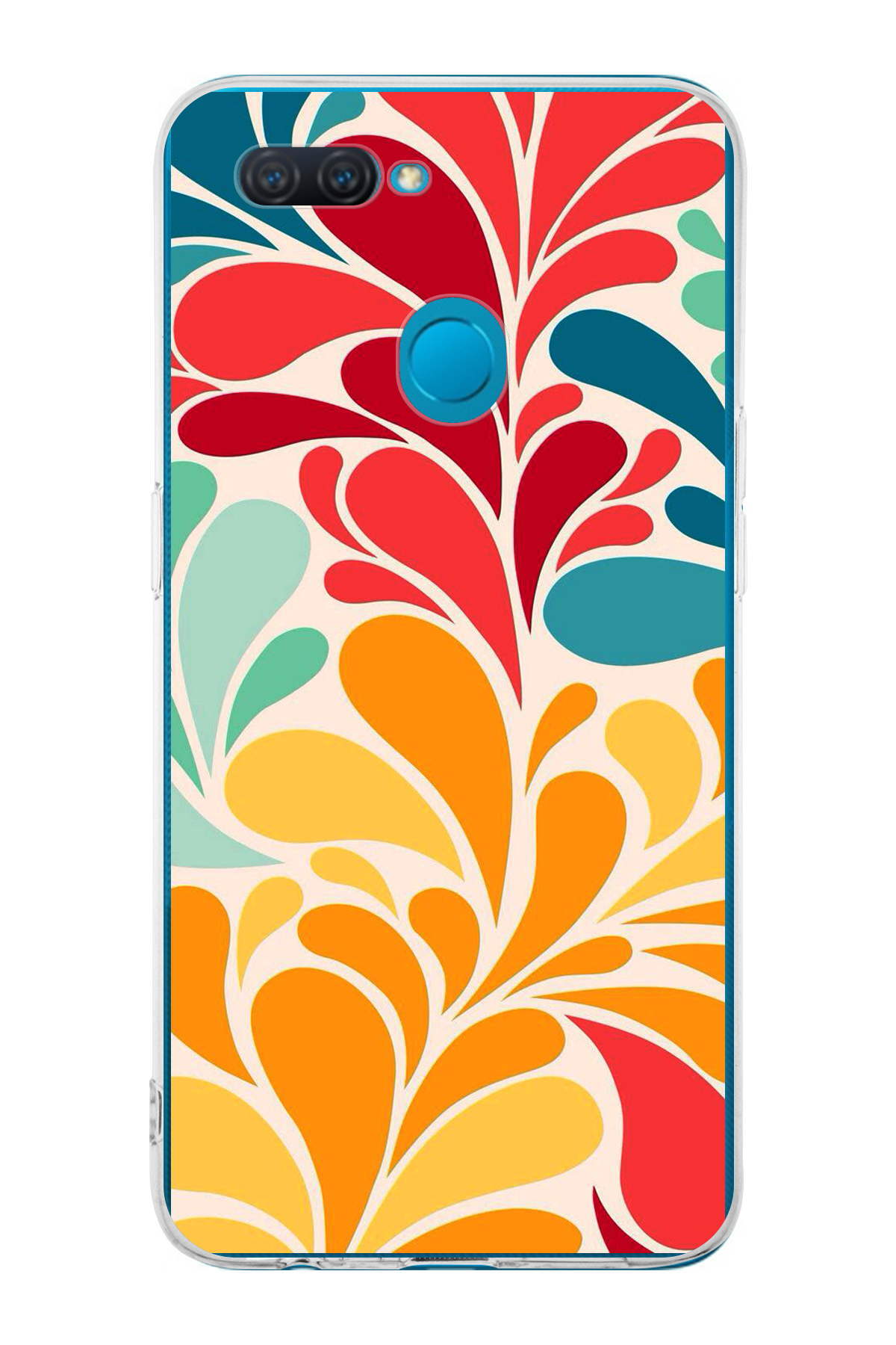 Oppo A5S ile Uyumlu 1mm Slim Fit Retro Renkler 5 Baskılı Şeffaf Kılıf