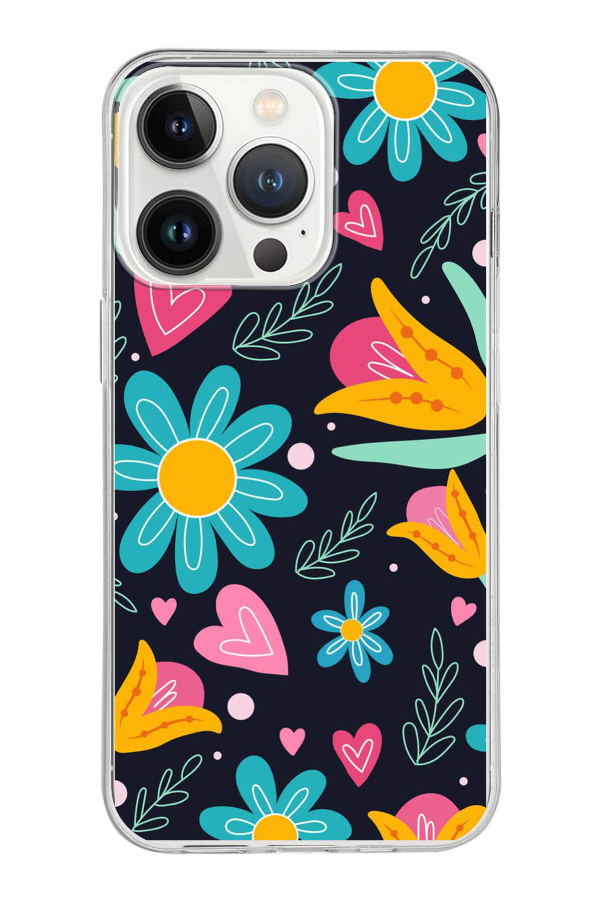 Apple iPhone 13 Pro Max ile Uyumlu 1mm Slim Fit Retro Renkler 1 Baskılı Şeffaf Kılıf