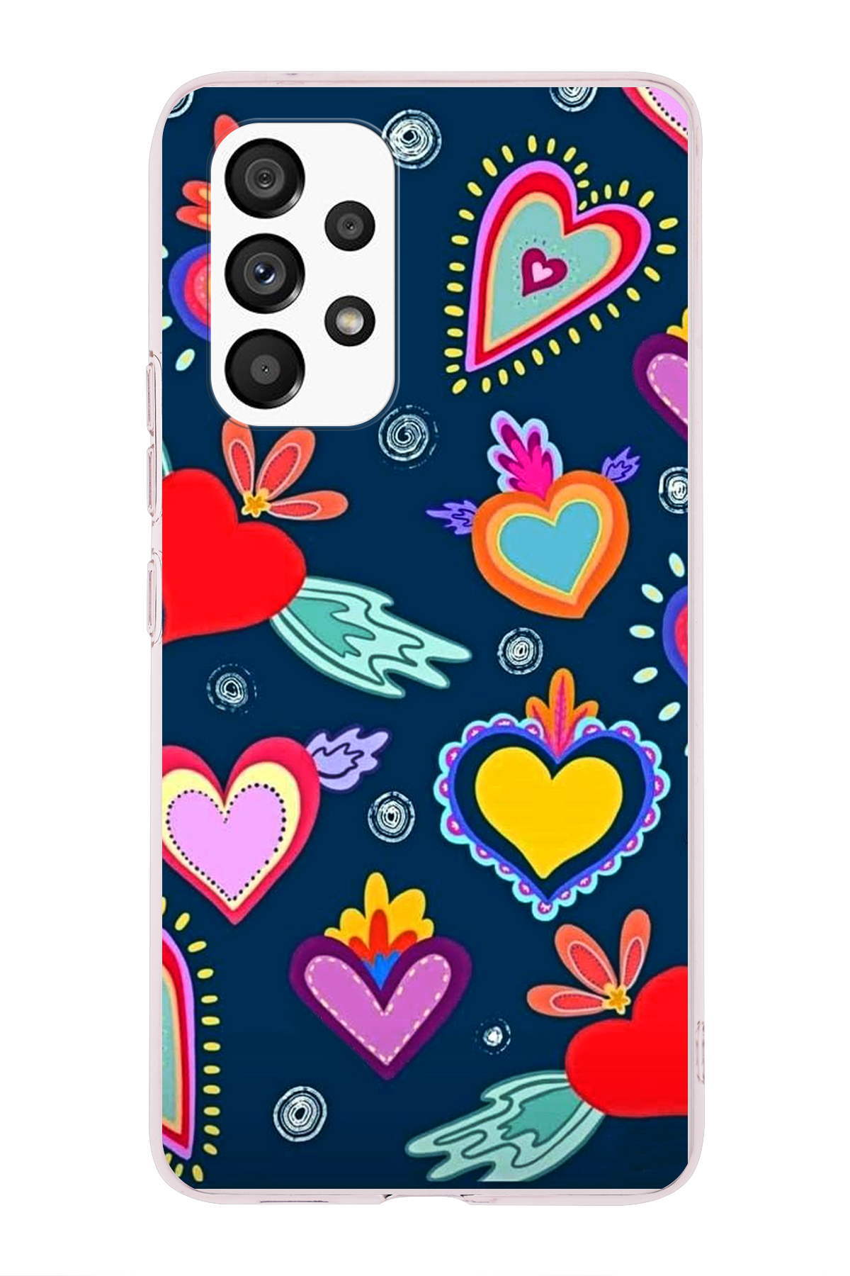 Samsung Galaxy A23 ile Uyumlu 1mm Slim Fit Retro Renkler 3 Baskılı Şeffaf Kılıf