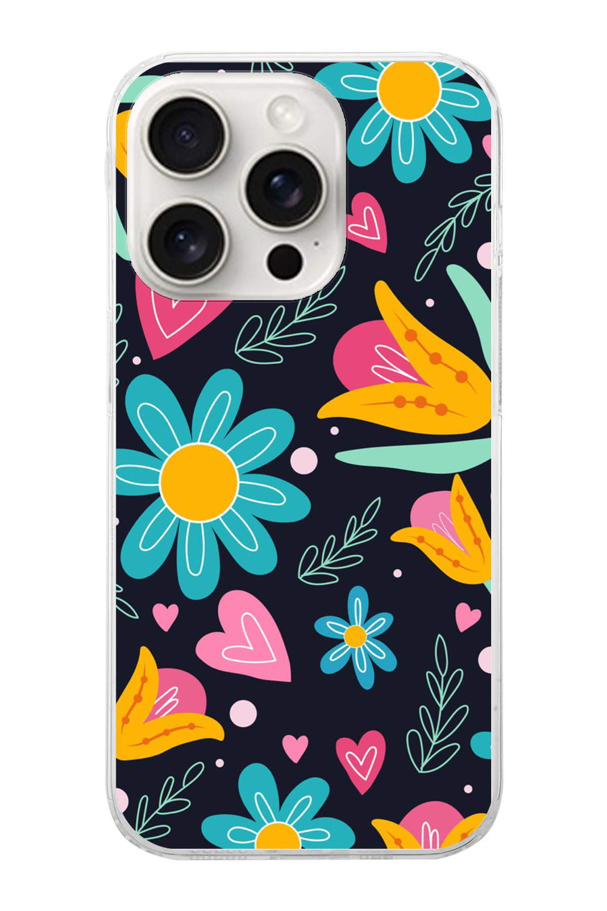 Apple iPhone 15 Pro Max ile Uyumlu 1mm Slim Fit Retro Renkler 1 Baskılı Şeffaf Kılıf