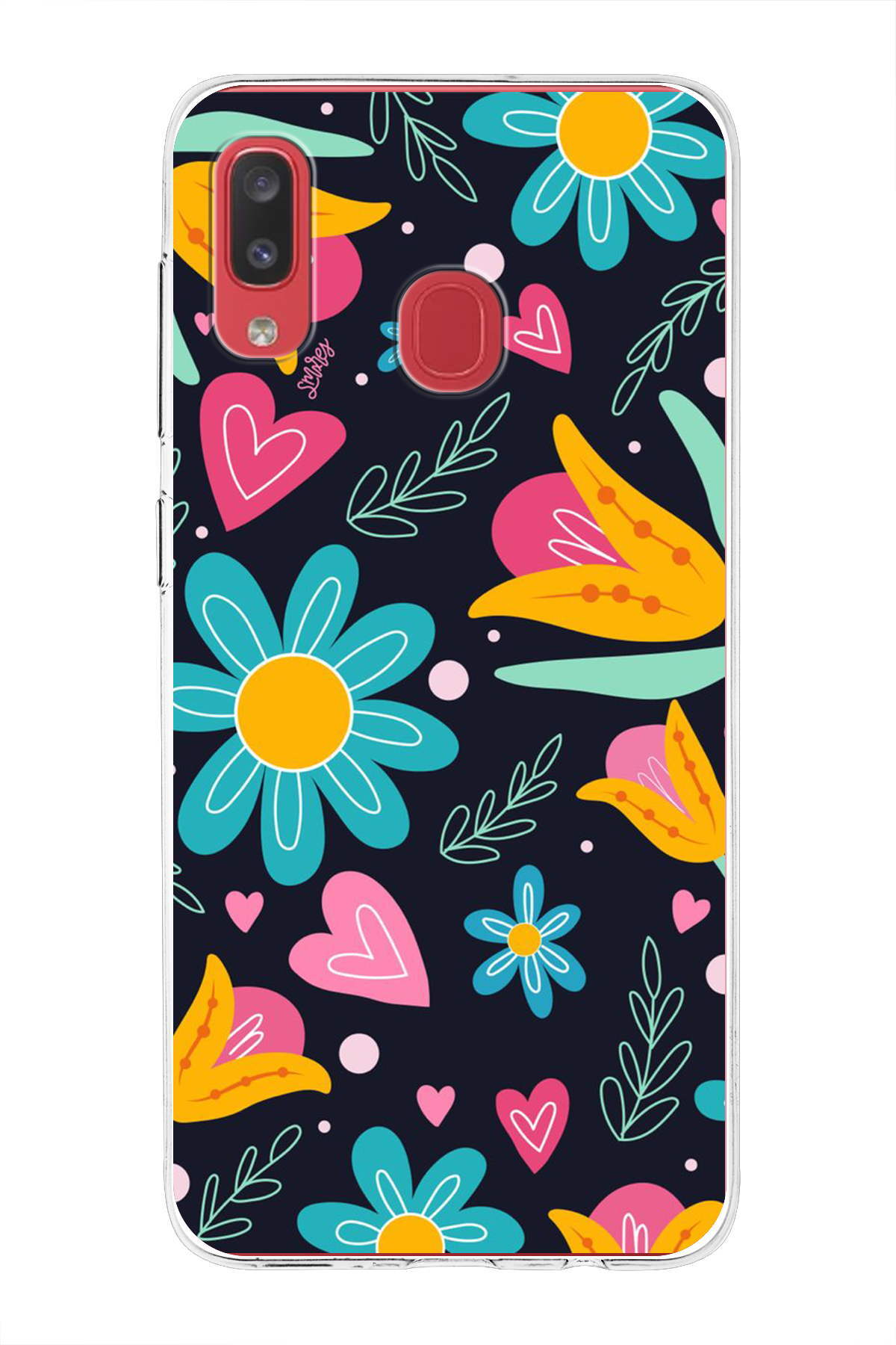 Samsung Galaxy A20 ile Uyumlu 1mm Slim Fit Retro Renkler 1 Baskılı Şeffaf Kılıf