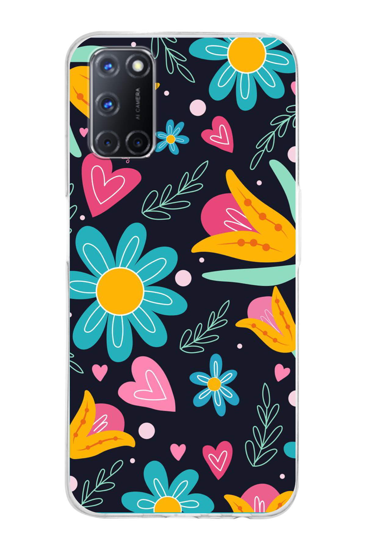 Oppo A72 ile Uyumlu 1mm Slim Fit Retro Renkler 1 Baskılı Şeffaf Kılıf