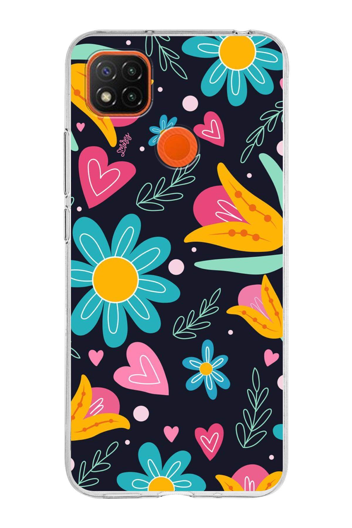 Xiaomi Redmi 9C ile Uyumlu 1mm Slim Fit Retro Renkler 1 Baskılı Şeffaf Kılıf