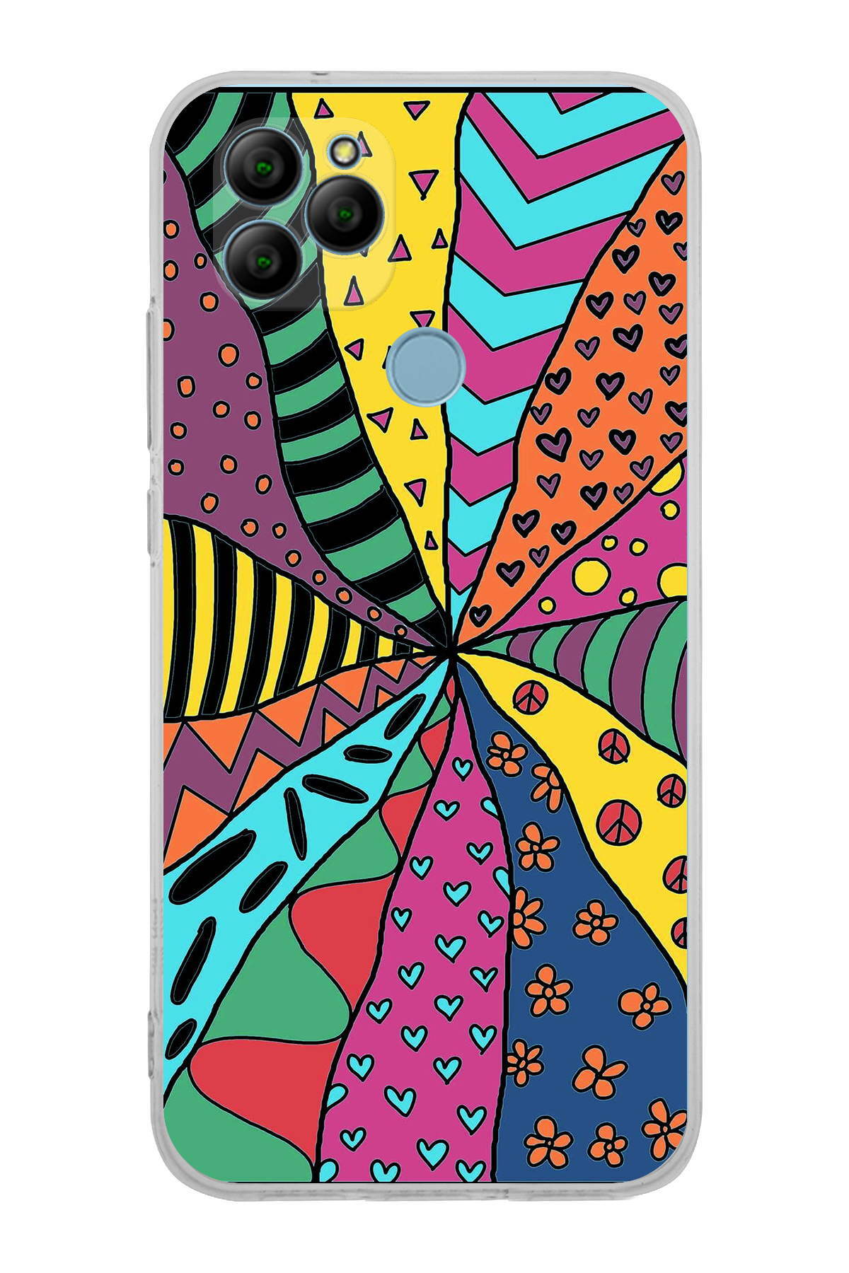 General Mobile GM 21 ile Uyumlu 1mm Slim Fit Retro Renkler 4 Baskılı Şeffaf Kılıf