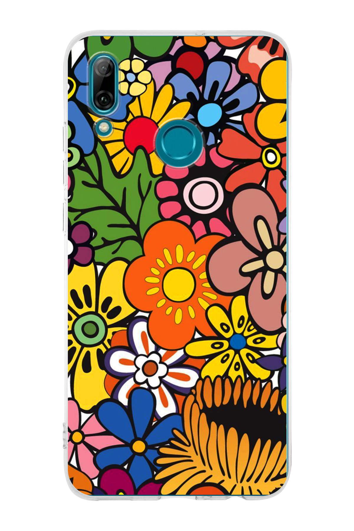 Huawei P Smart 2019 ile Uyumlu 1mm Slim Fit Retro Renkler 2 Baskılı Şeffaf Kılıf