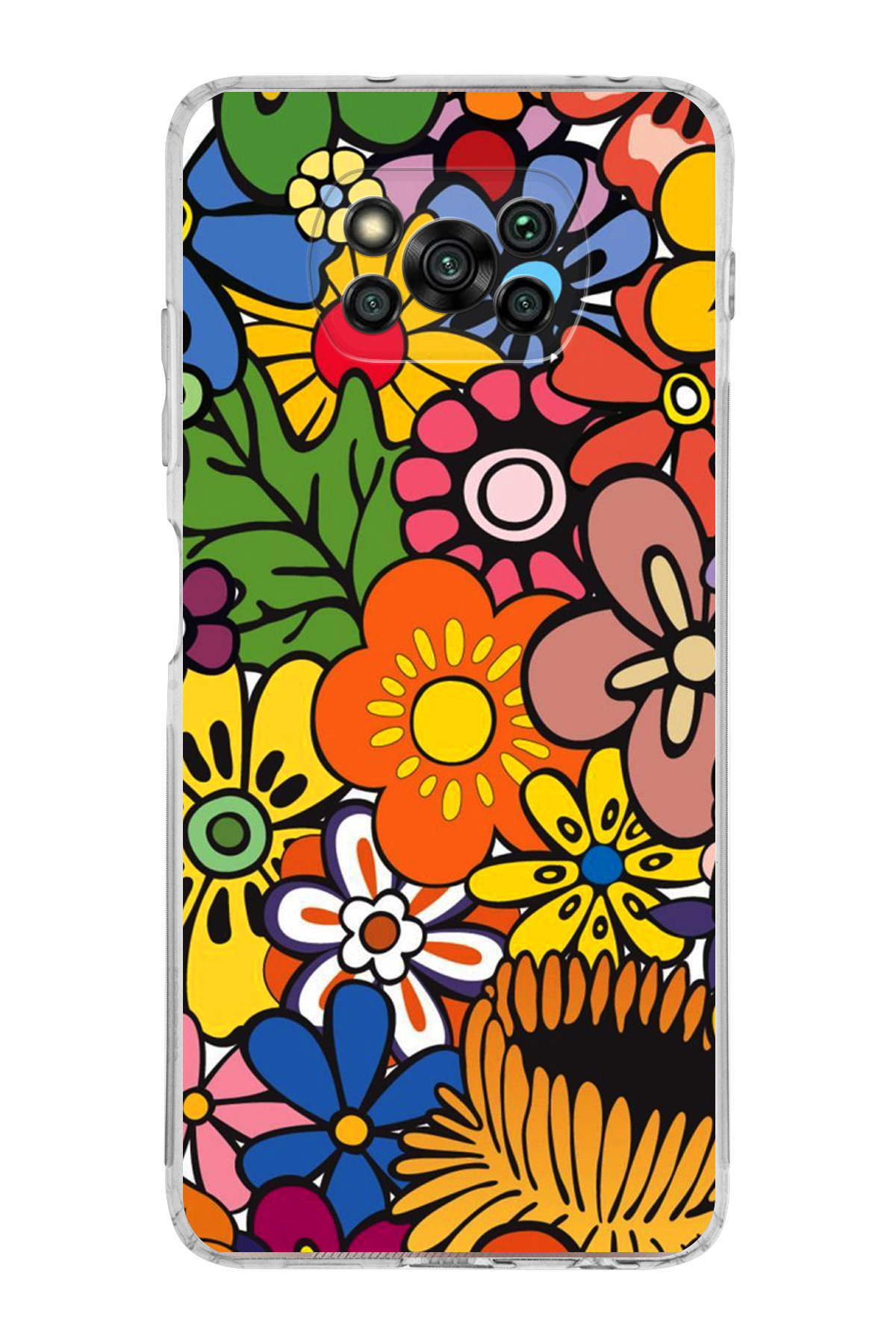 Xiaomi Poco X3 Pro ile Uyumlu 1mm Slim Fit Retro Renkler 2 Baskılı Şeffaf Kılıf