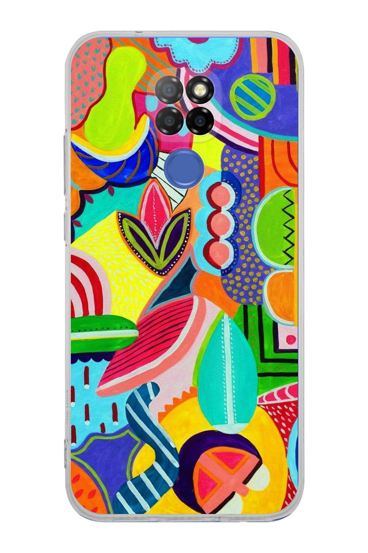 General Mobile GM 20 ile Uyumlu 1mm Slim Fit Retro Renkler 6 Baskılı Şeffaf Kılıf