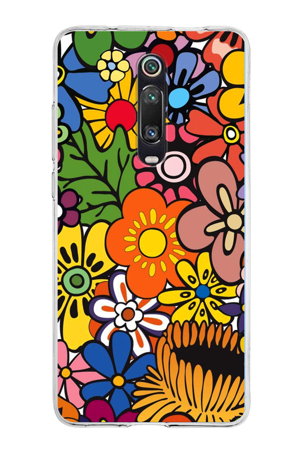 Xiaomi Redmi K20 Pro ile Uyumlu 1mm Slim Fit Retro Renkler 2 Baskılı Şeffaf Kılıf