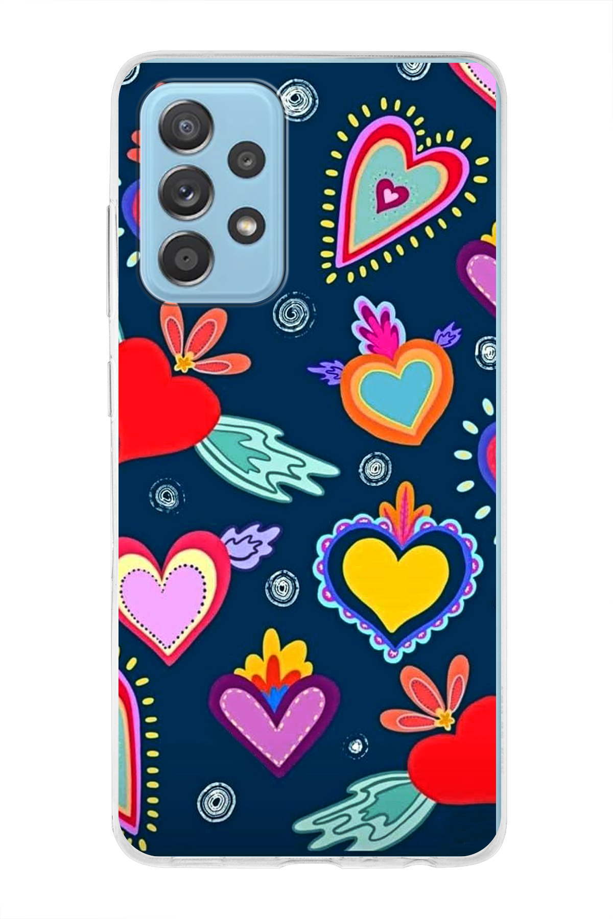 Samsung Galaxy A52 5G ile Uyumlu 1mm Slim Fit Retro Renkler 3 Baskılı Şeffaf Kılıf