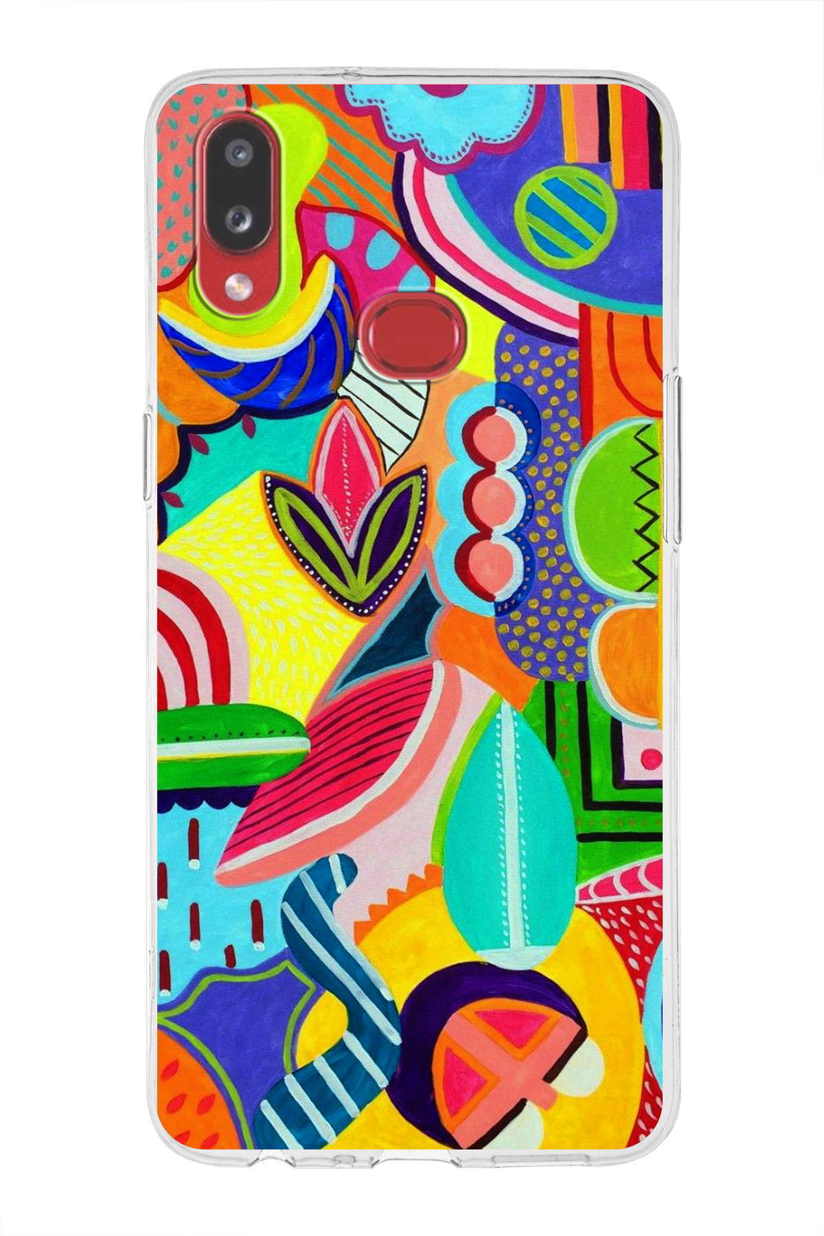 Samsung Galaxy A10s ile Uyumlu 1mm Slim Fit Retro Renkler 6 Baskılı Şeffaf Kılıf