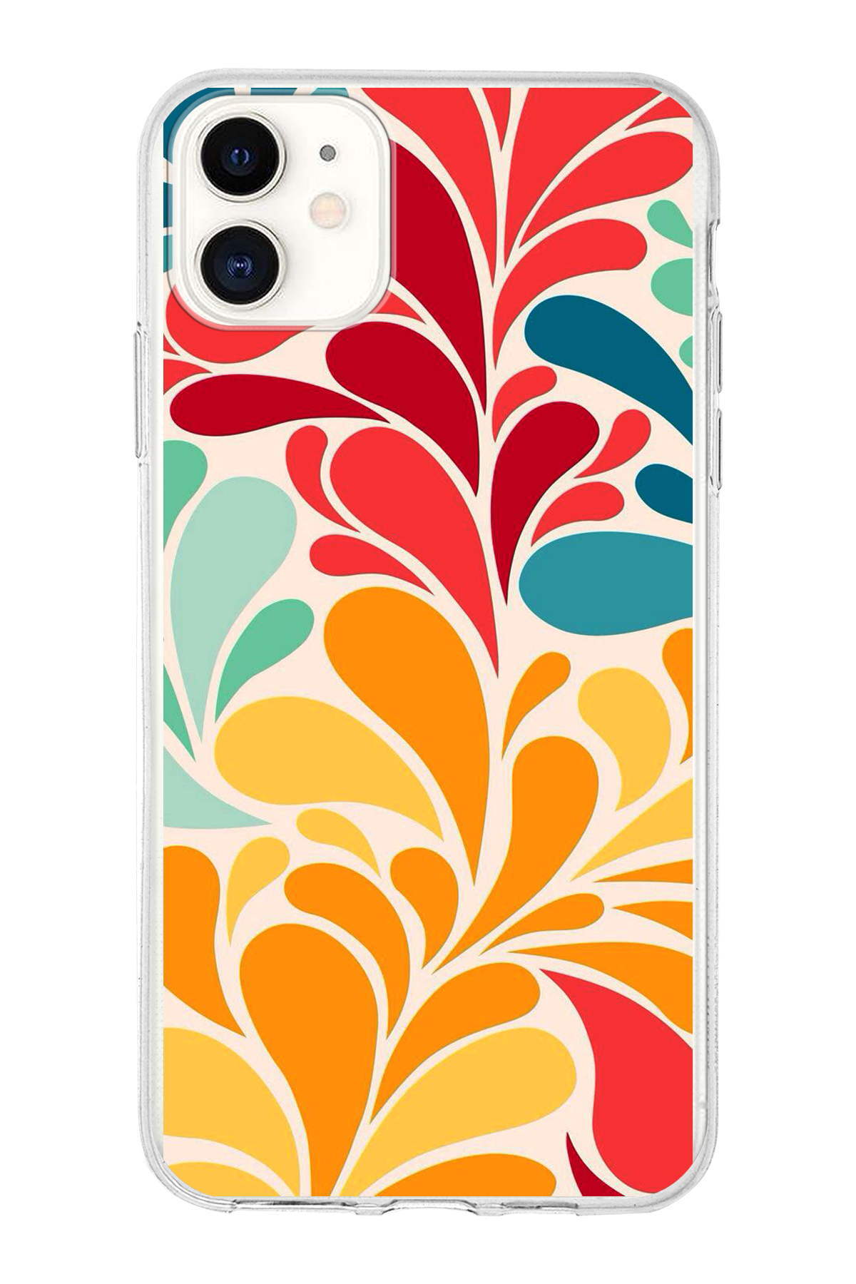 Apple iPhone 11 ile Uyumlu 1mm Slim Fit Retro Renkler 5 Baskılı Şeffaf Kılıf