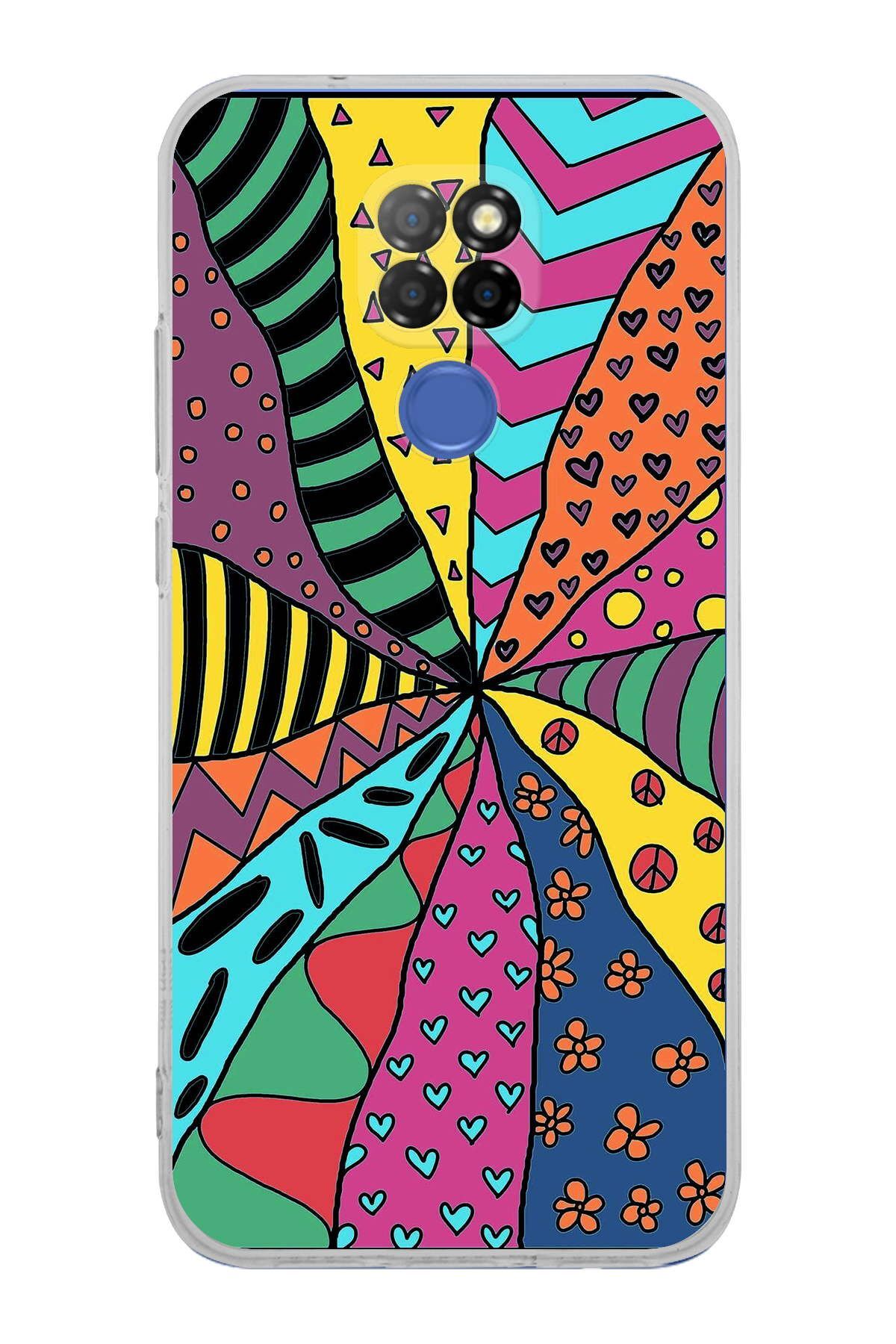 General Mobile GM 20 ile Uyumlu 1mm Slim Fit Retro Renkler 4 Baskılı Şeffaf Kılıf