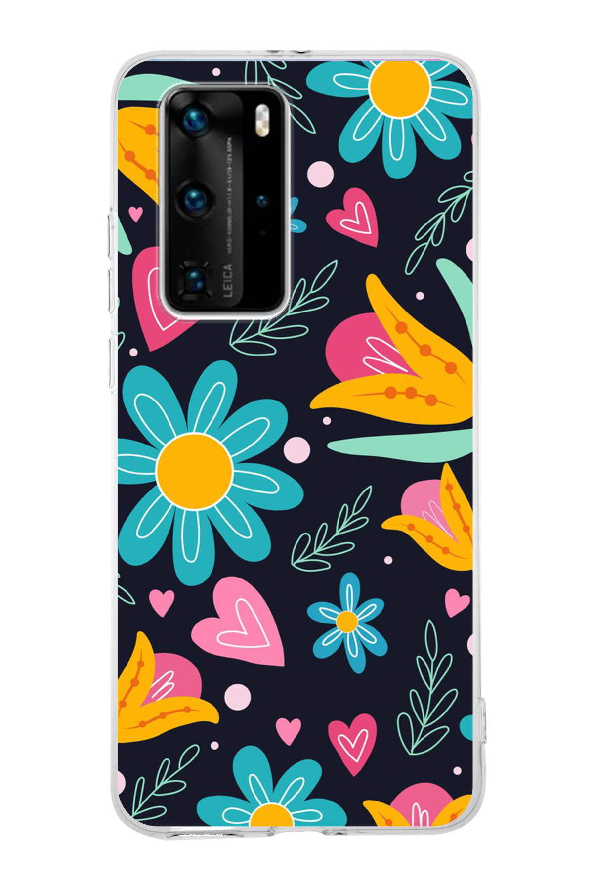 Huawei P40 Pro ile Uyumlu 1mm Slim Fit Retro Renkler 1 Baskılı Şeffaf Kılıf