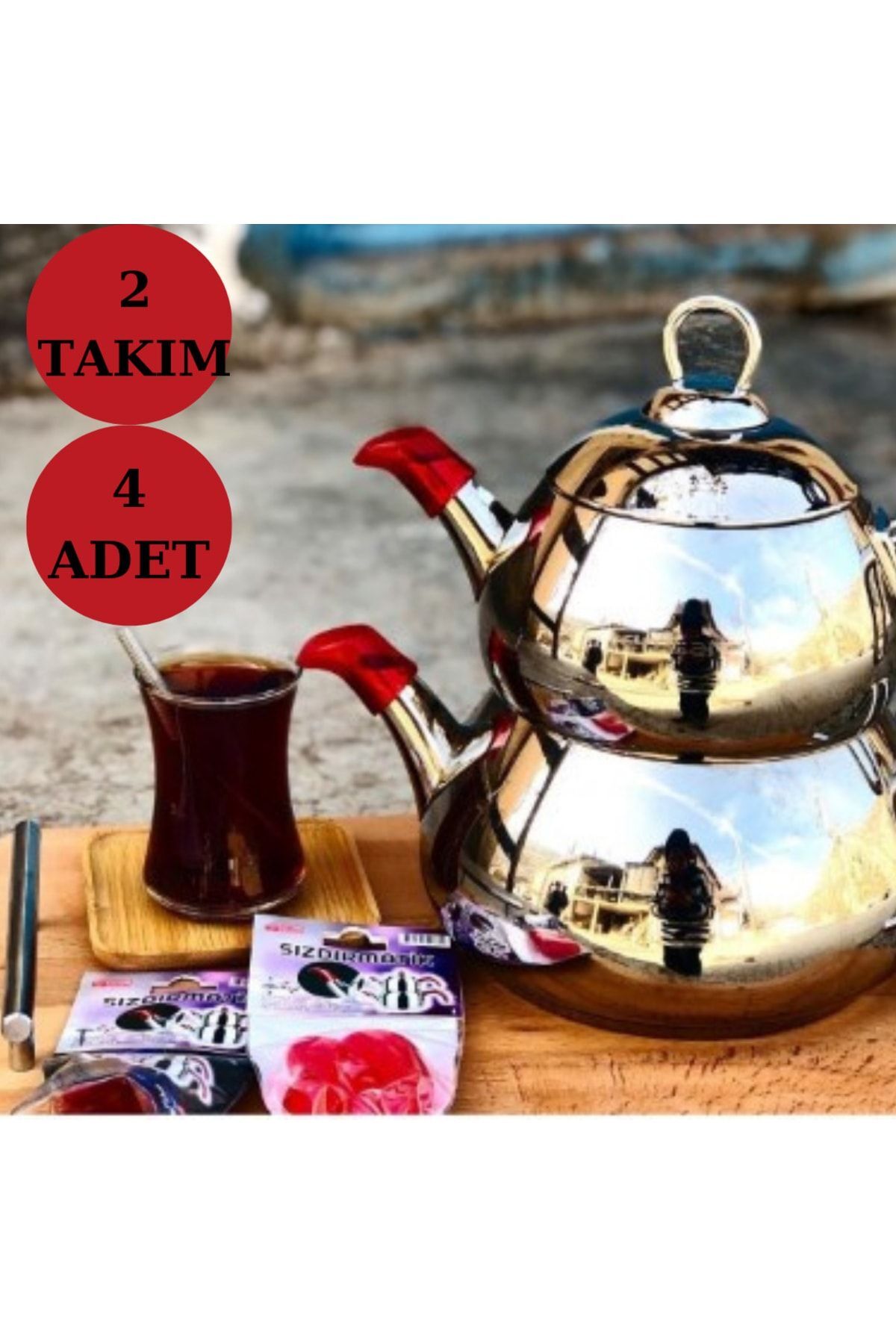 shopdrm 2 Takım 4 Adet Kırmızı Çaydanlık Için Sıvı Tutucu