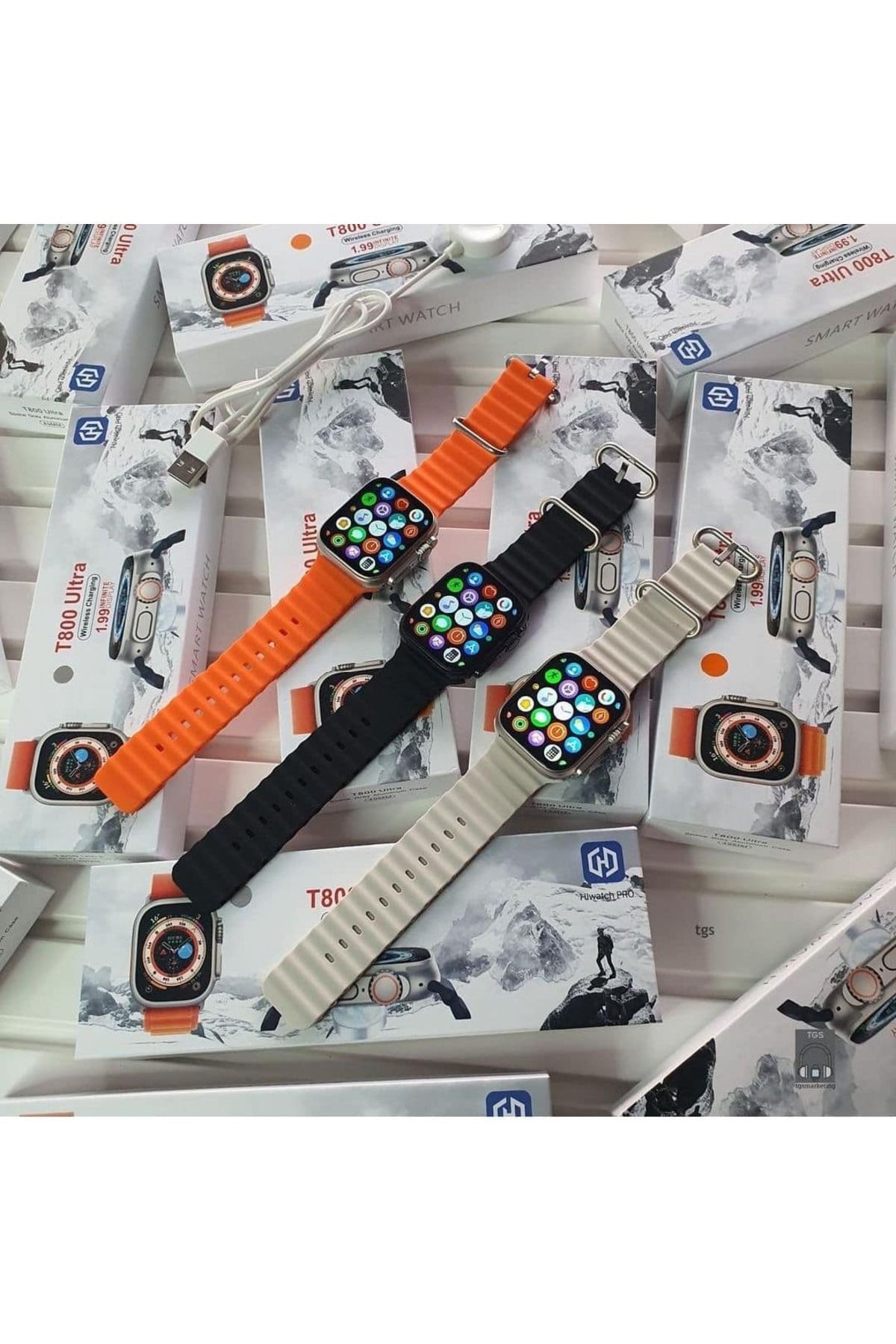 mavi dünya T 800 Ultra Smart Watch 49 mm Çift Kordon Nabız Ölçer