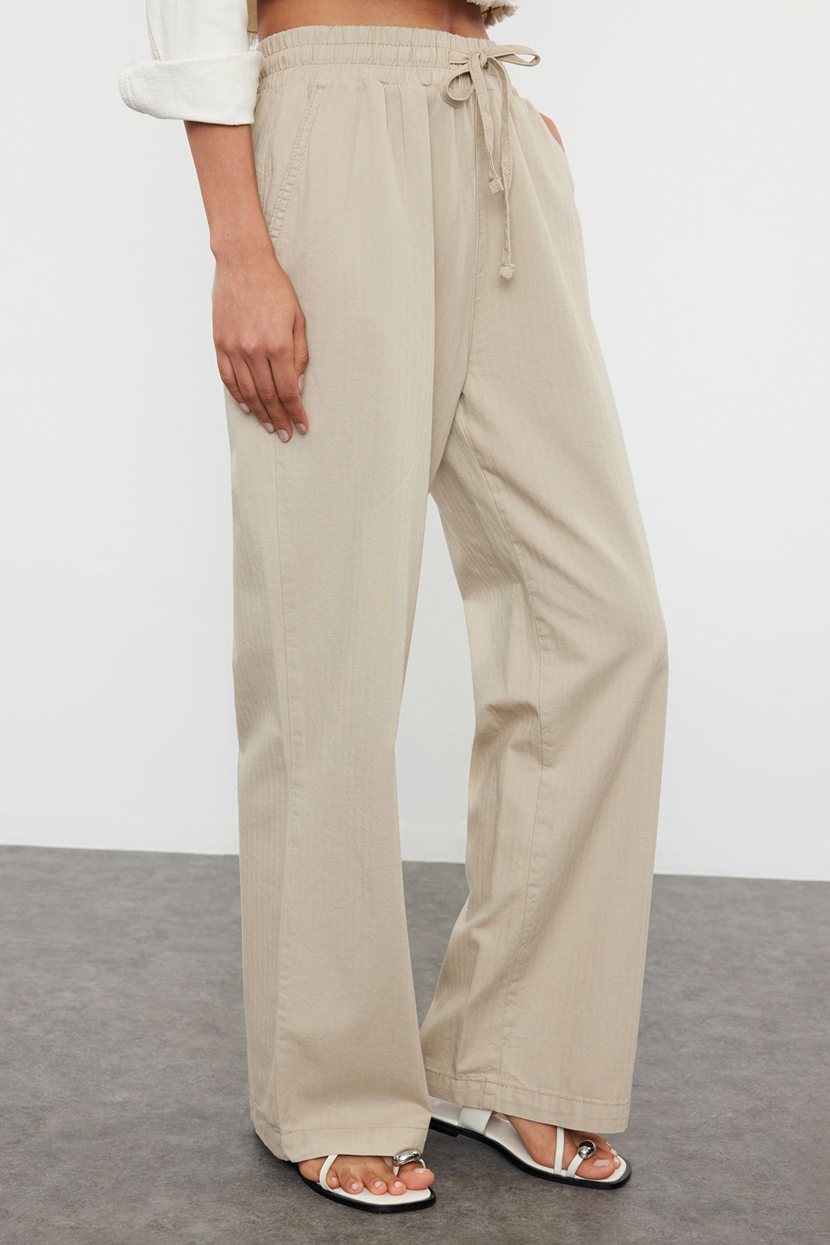 Trendyol Collection-Pantaloni largi din nurcă cu talie înaltă - TWOAW25JE00031 4