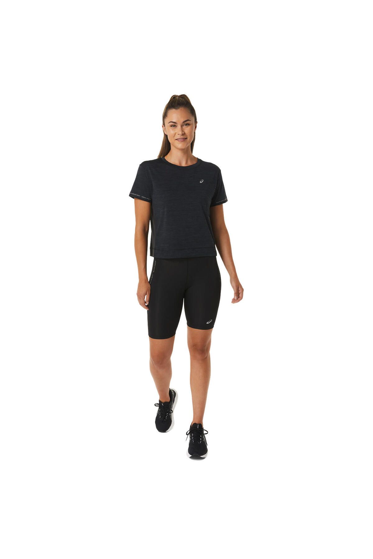 Женская черная футболка с коротким рукавом Asics Race Crop Top 2012c226-002 2012C226-002