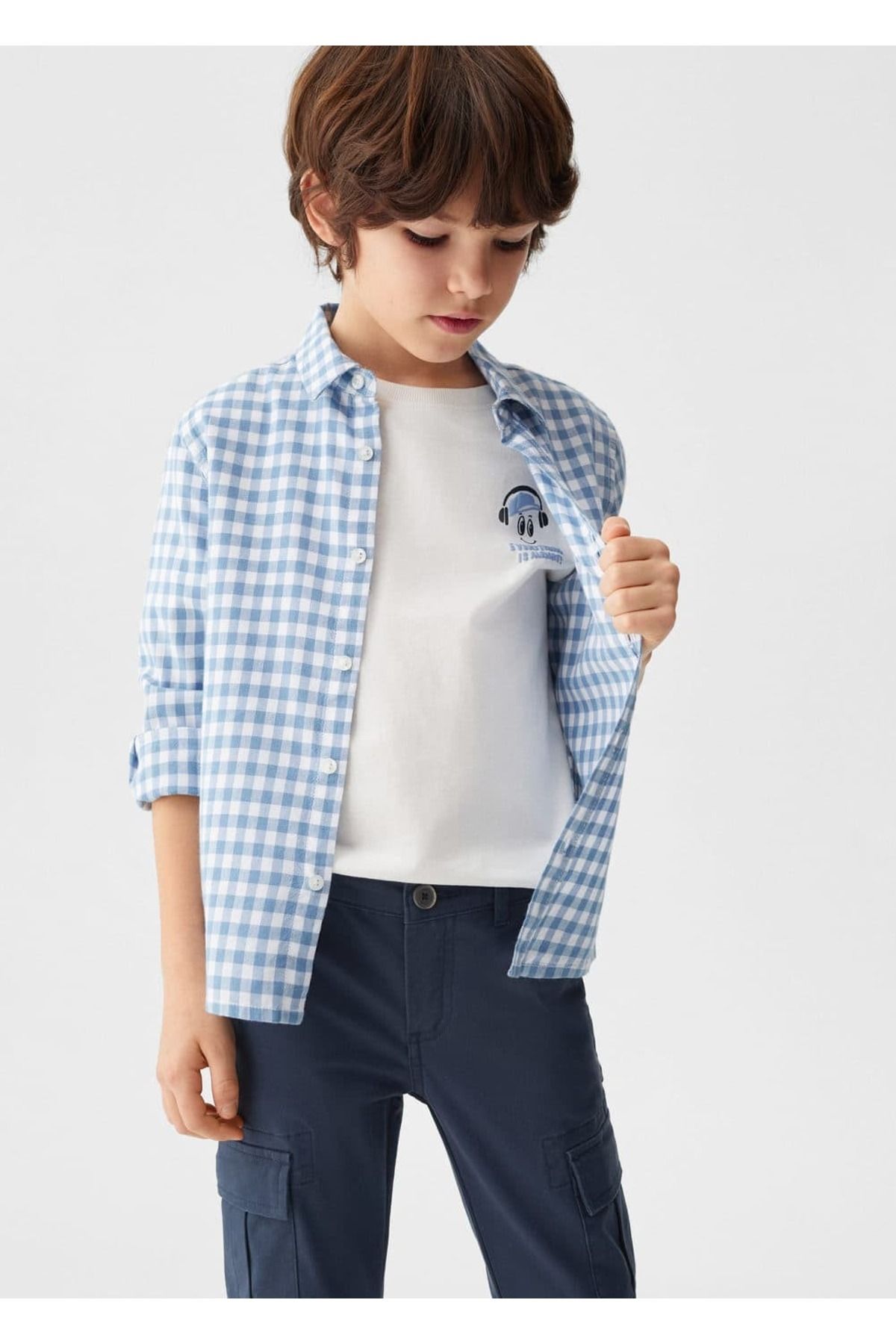 MANGO Kids Рубашка из хлопка в клетку Gingham 67012535