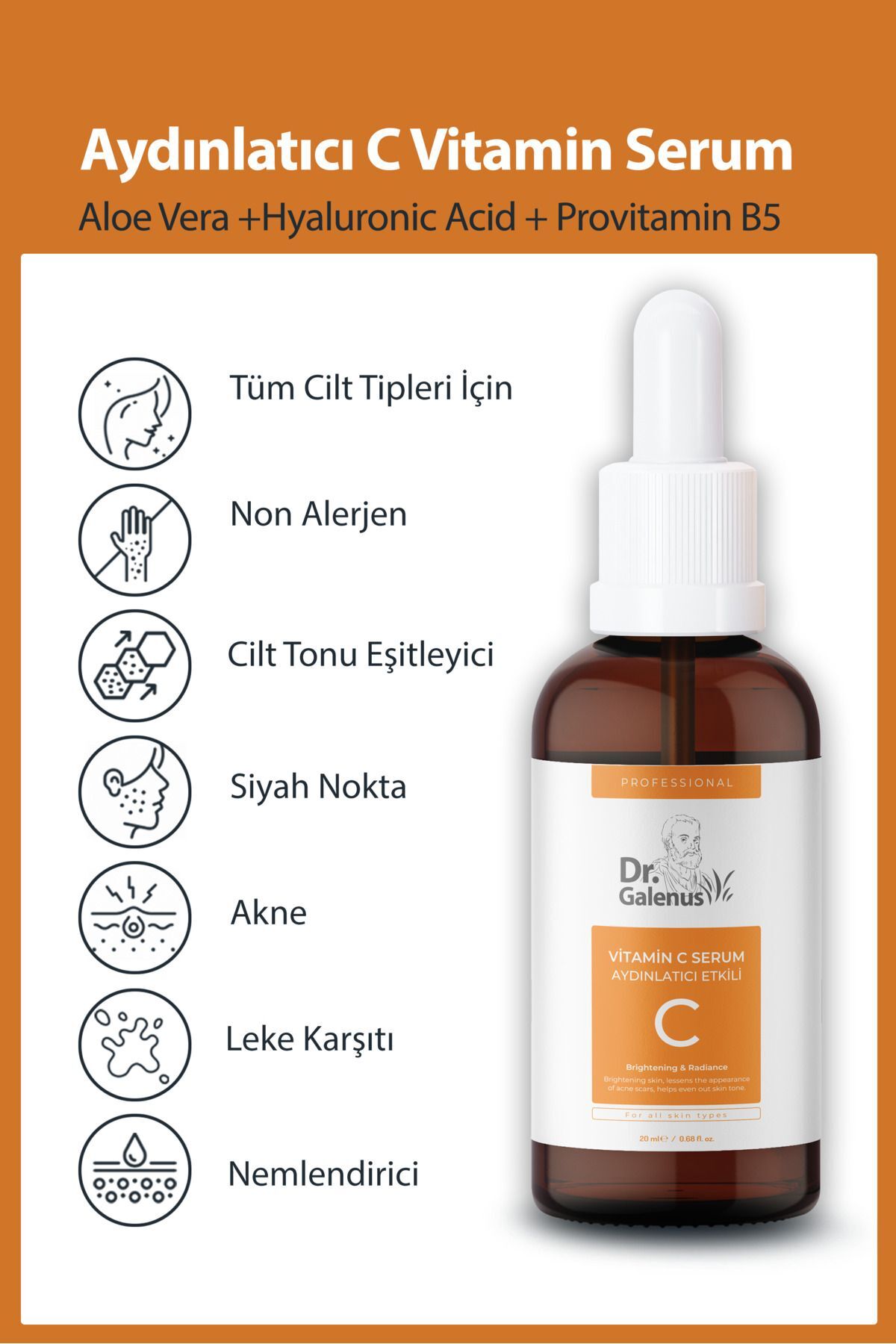 Aydınlatıcı Vitamin C Ve Koyu Leke Karşıtı Niacinamide & Arbutin Ikili Bakım Serum Seti (50 ML) — VL-0001 — تصویر 6 از 7