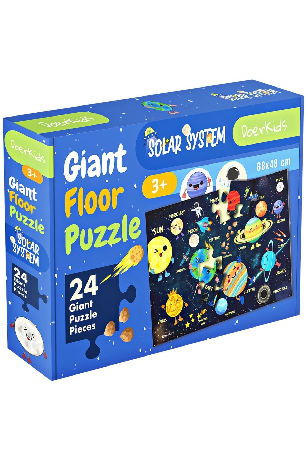 DoerKids Dev Gezegenler Jumbo Yer Puzzle | Eğitici Solar Sistem | 3-6 Yaş 24 Parça
