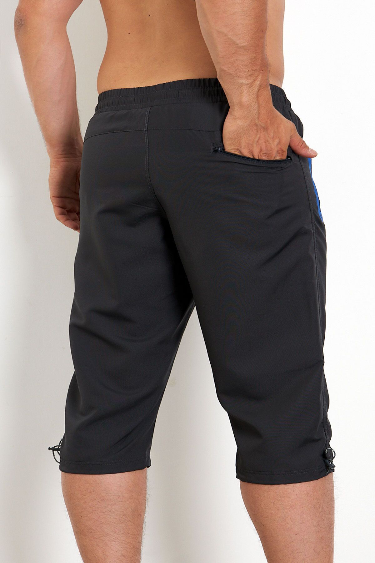 Enrico Ferry-Anthracite Micropoly Quick Dry Large Size Capri - Elastic Waist, Pocket and Mesh Lining EDY2524B-A 7