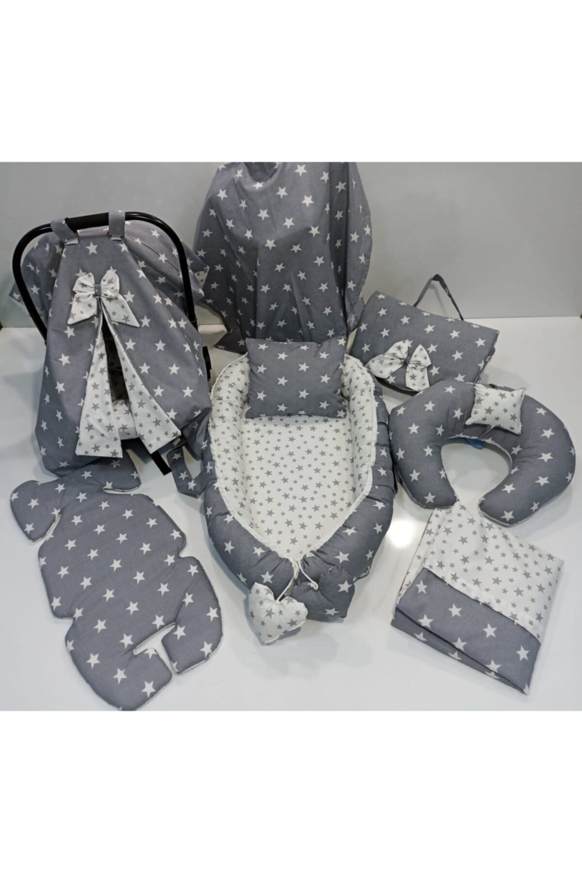 Balamira Babynest Gri Beyaz Yıldız 10 Lu Babynest Takımı