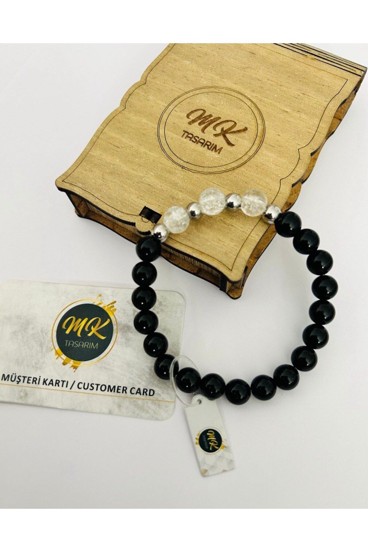 MK tasarım-REAL OBSIDIAN- NECEF STONE BRACELET MK.003.026 4