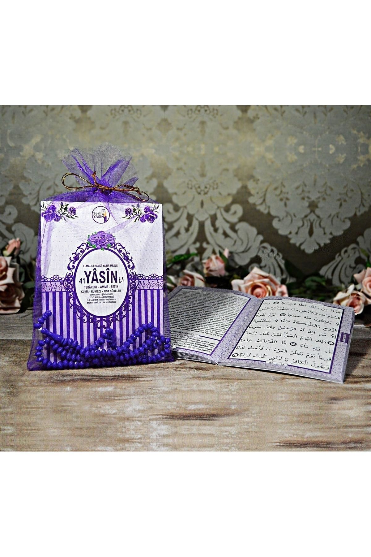 Medrese Yayınları 50li Tül Keseli Yasin Cüzü Kitabı Gül Kokulu Tesbihli Sesli Dinleme,dogum,mevlit Hediye,mor fotoğrafı 2 (önizleme)