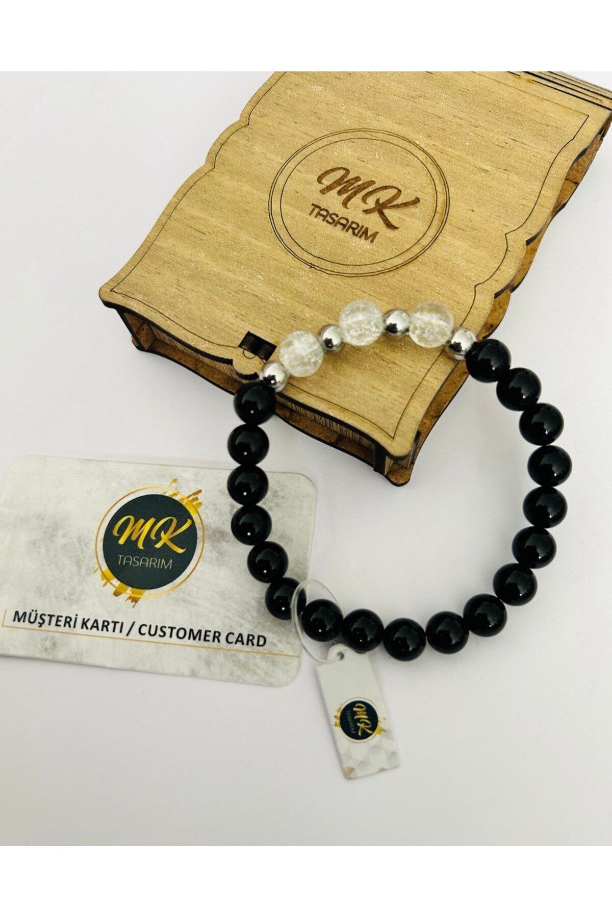 MK tasarım-REAL OBSIDIAN- NECEF STONE BRACELET MK.003.026 2