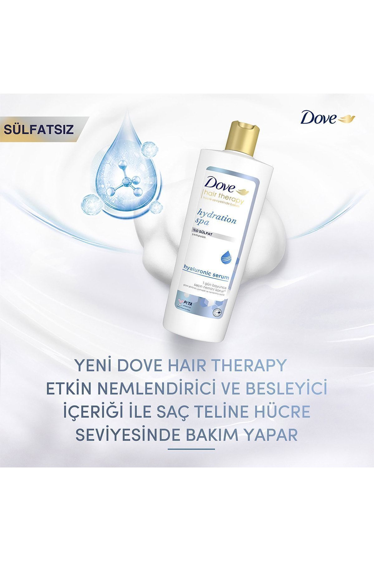 Dove-Hair Therapy 350 Ml Sulfate-Free Hair Care Shampoo - Hydration Spa Moisturizer + Comb Gift 7